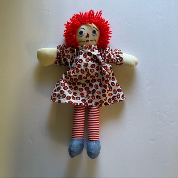 Handmade Raggedy Ann and Andy doll set embroidered face cloth vintage decor prop - Picture 8 of 12